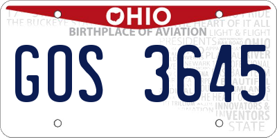 OH license plate GOS3645