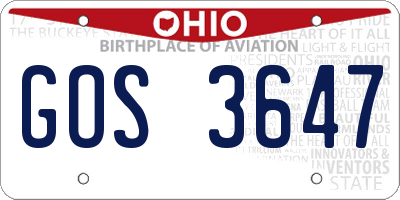 OH license plate GOS3647