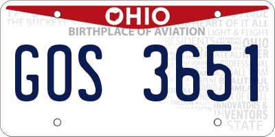 OH license plate GOS3651