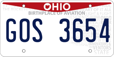OH license plate GOS3654