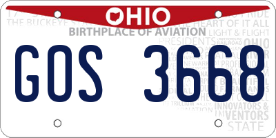 OH license plate GOS3668
