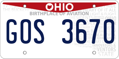 OH license plate GOS3670