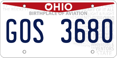 OH license plate GOS3680