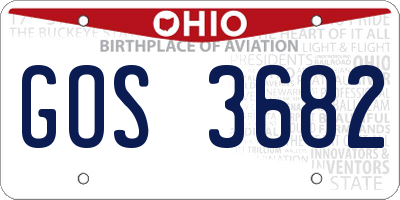 OH license plate GOS3682