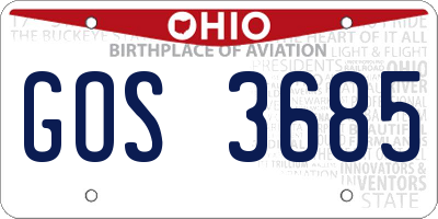 OH license plate GOS3685
