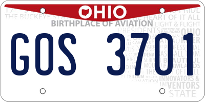 OH license plate GOS3701