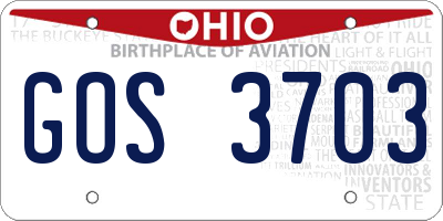 OH license plate GOS3703