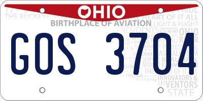 OH license plate GOS3704