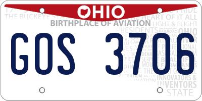 OH license plate GOS3706
