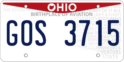 OH license plate GOS3715