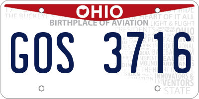 OH license plate GOS3716