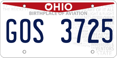 OH license plate GOS3725
