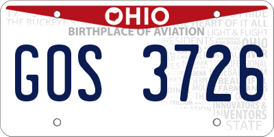 OH license plate GOS3726