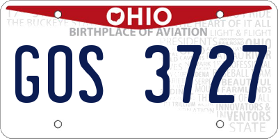 OH license plate GOS3727