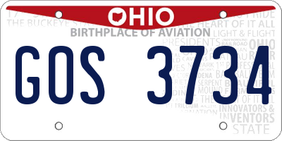 OH license plate GOS3734