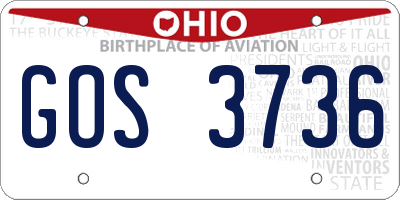 OH license plate GOS3736