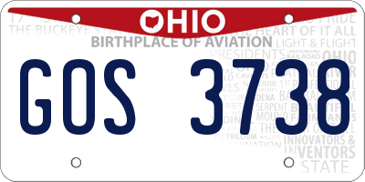 OH license plate GOS3738