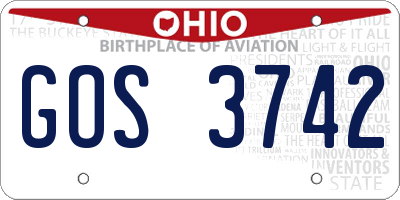 OH license plate GOS3742
