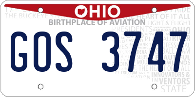 OH license plate GOS3747