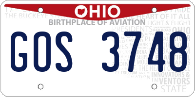 OH license plate GOS3748