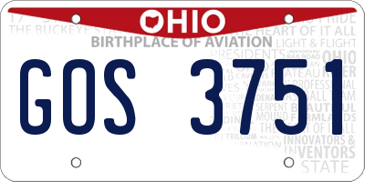 OH license plate GOS3751