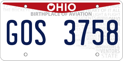 OH license plate GOS3758