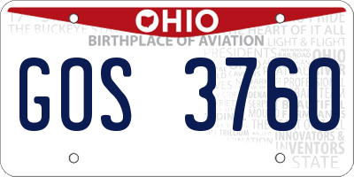 OH license plate GOS3760