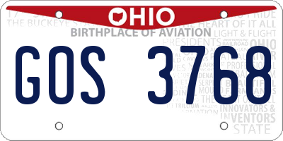 OH license plate GOS3768