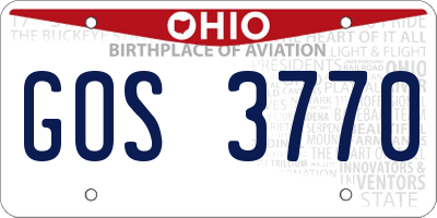 OH license plate GOS3770