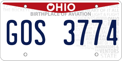 OH license plate GOS3774