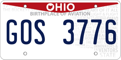 OH license plate GOS3776