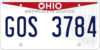 OH license plate GOS3784