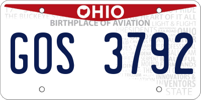 OH license plate GOS3792
