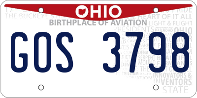 OH license plate GOS3798