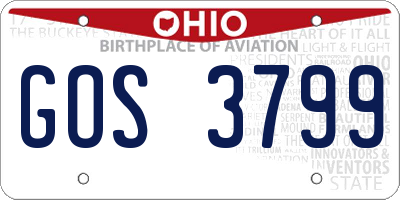 OH license plate GOS3799