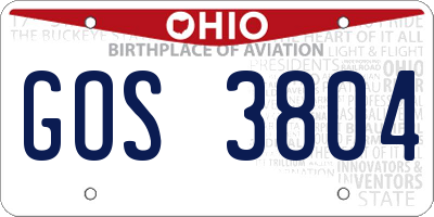 OH license plate GOS3804