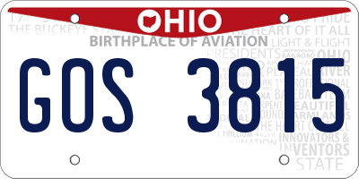 OH license plate GOS3815