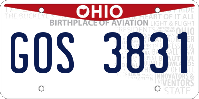 OH license plate GOS3831