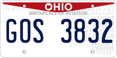 OH license plate GOS3832