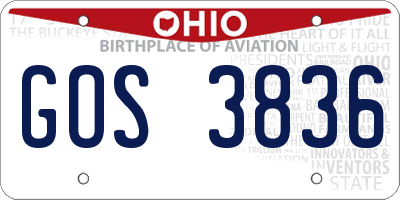 OH license plate GOS3836