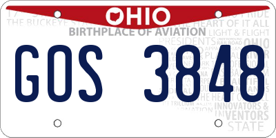 OH license plate GOS3848