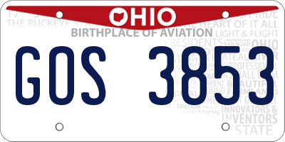 OH license plate GOS3853