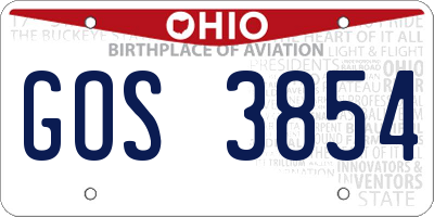 OH license plate GOS3854