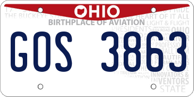 OH license plate GOS3863