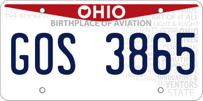 OH license plate GOS3865