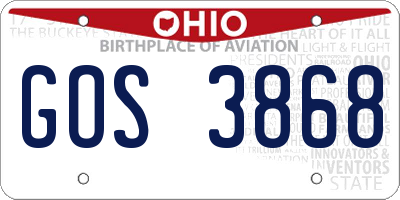 OH license plate GOS3868