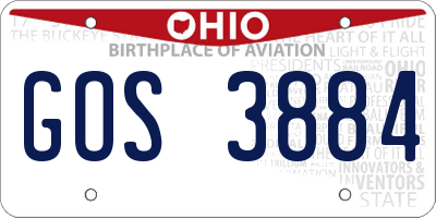 OH license plate GOS3884