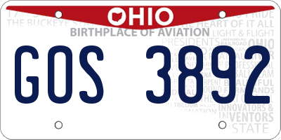 OH license plate GOS3892