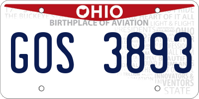 OH license plate GOS3893
