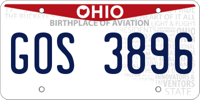 OH license plate GOS3896